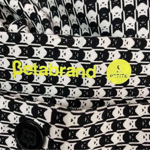 Betabrand Catstooth Dress Yoga Pants Black White Cat Print Size Small Petite - Picture 12 of 13